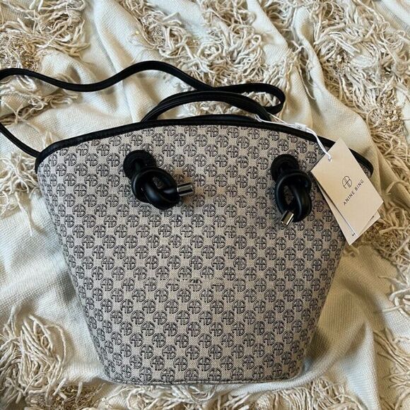 Anine Bing Mini Taylor Tote Monogram Canvas Bucket Bag NEW - Picture 2 of 8